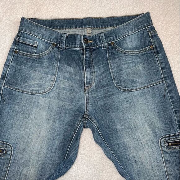 Simply Vera Vera Wang Jean Capris Size 10 Blue Zippered Pockets Utility - Picture 4 of 14